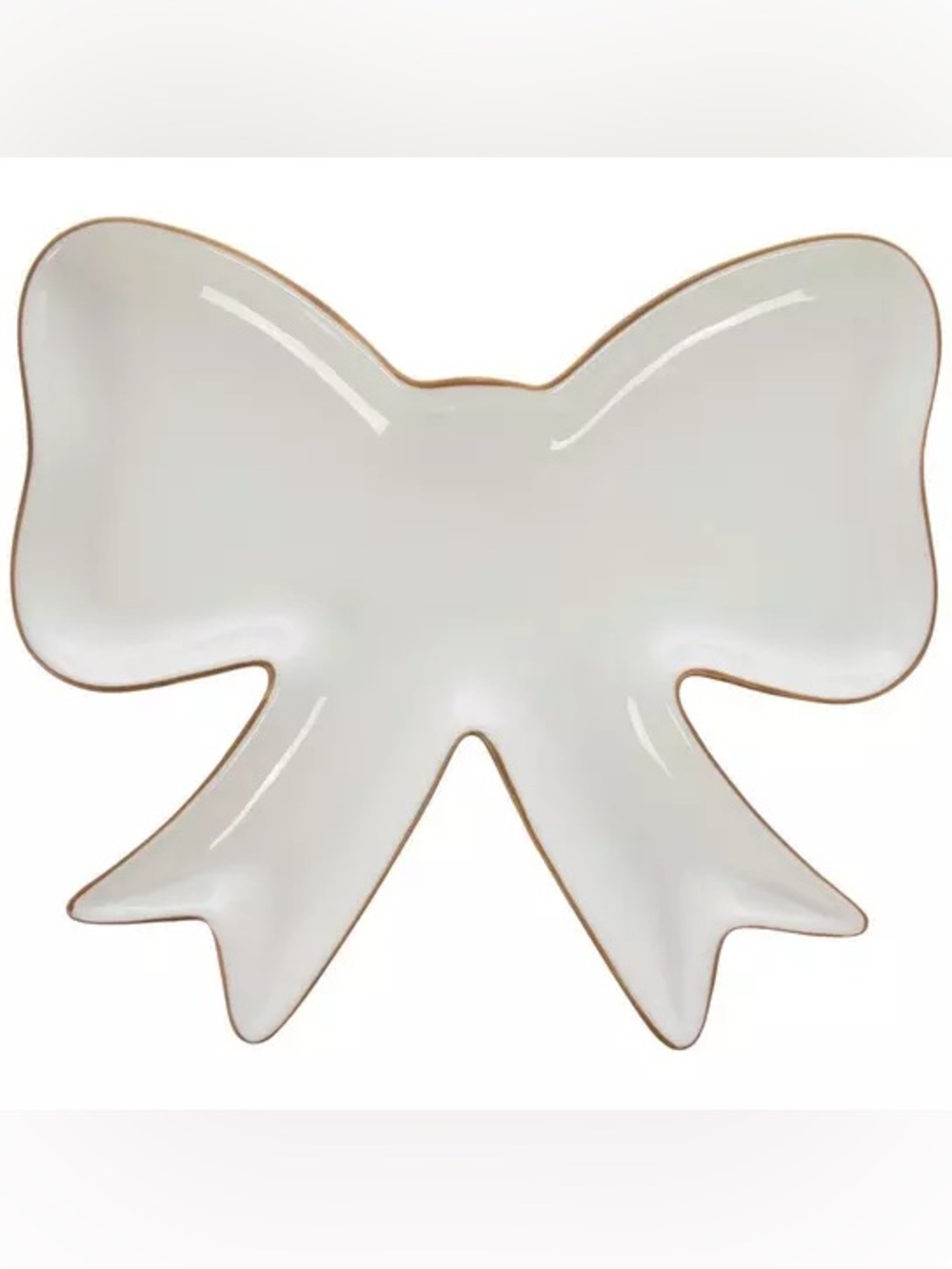 White & Gold Bow Trinket Dish